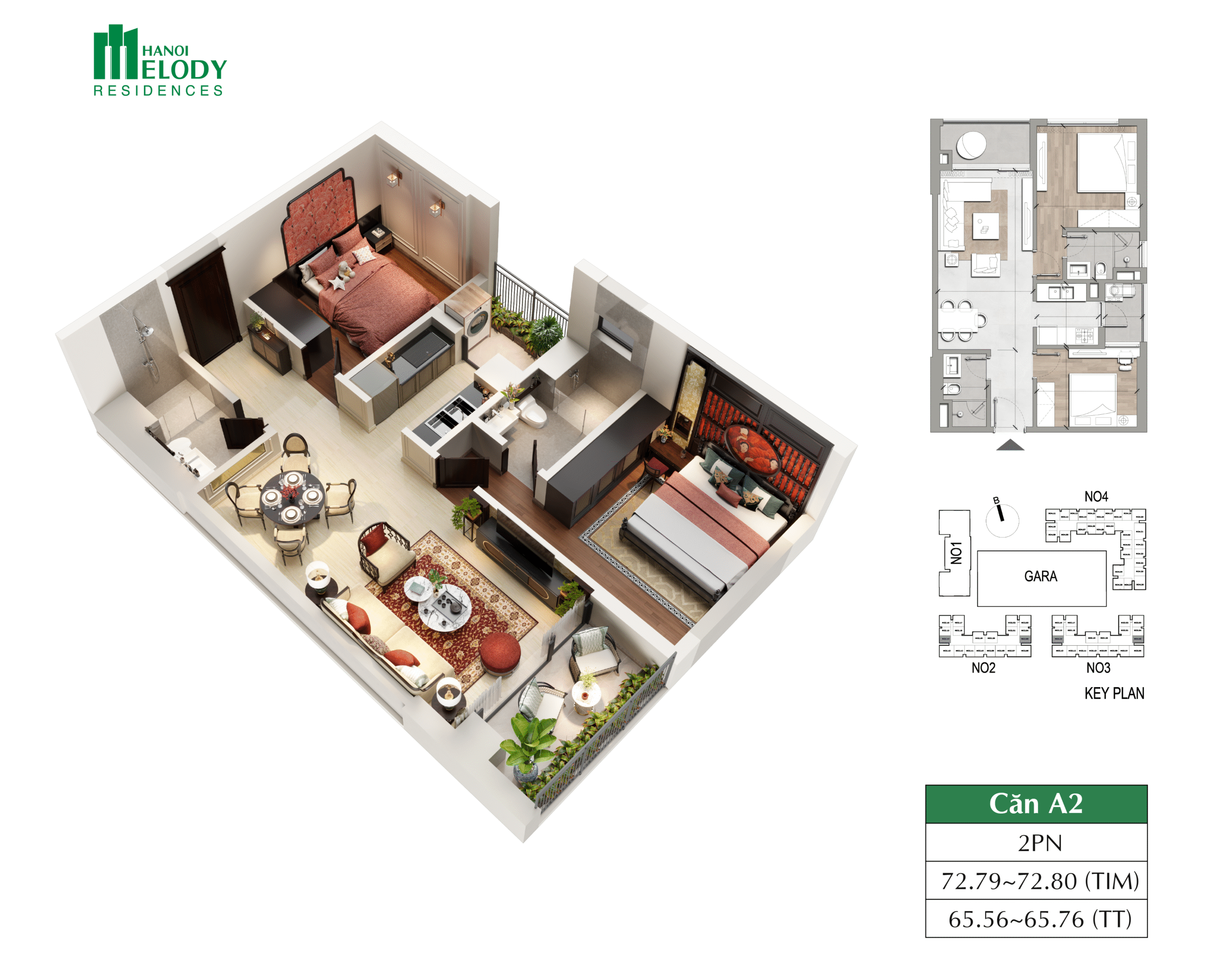 Chung cư Melody Linh Đàm 24 HMR A2 Indochine 2PN scaled e1759459109314