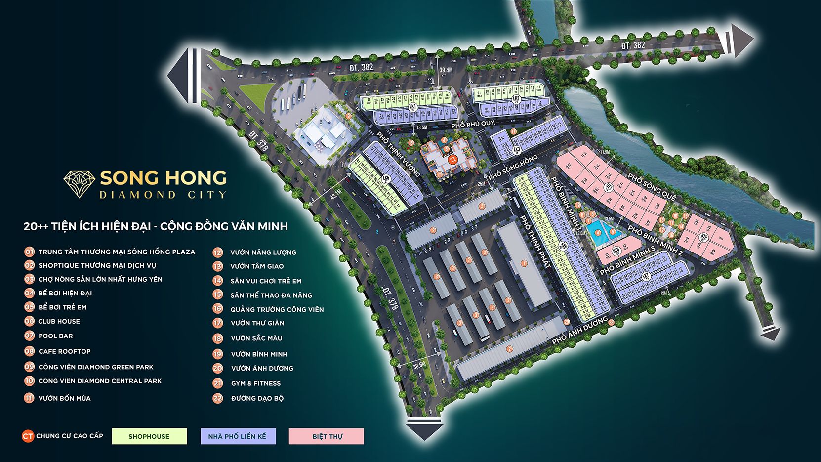 Chung cư Sông Hồng Diamond City 34 tong mat bang va tien ich song hong diamond