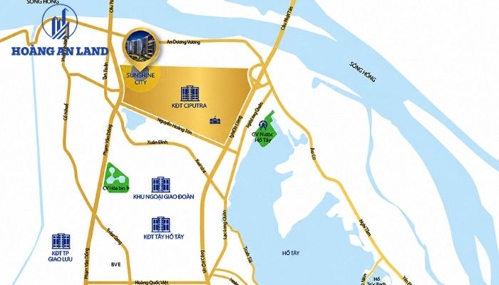 Sunshine River Park và Sunshine City: Nên chọn dự án nào? 4 Vị trí Sunshine City trong khu đô thị Ciputra