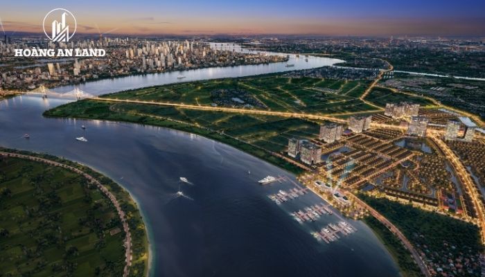 Alumi thừa hưởng hệ thống bến du thuyền cùng chuỗi không gian ven sông được phát triển trong Alluvia City
